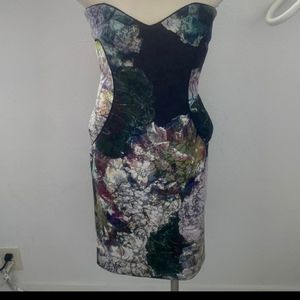 Strapless multicolored flower dress nicole miller